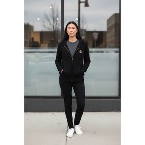 Vintage RALPH LAUREN Y2k Crest‎ Logo Black Cardigan Full Zip Pockets Hooded XL